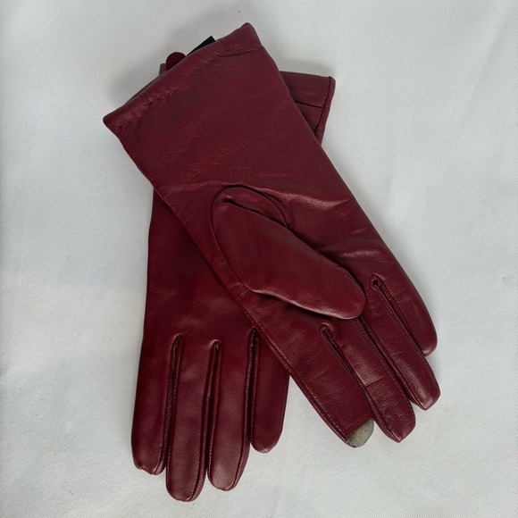 GENUINE LEATHER BURGUNDY GLOVES WITH TECH TOUCH - Picture 3 of 8